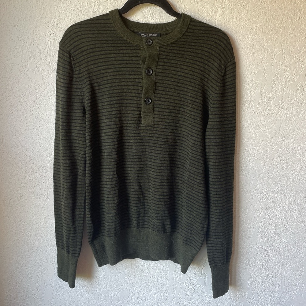 Men's Green Striped Sweater